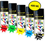 Sprey Boya 400 Ml Gökkuşağı (Sarı, Mavi, Yeşil, Kırmızı ve Parlak Siyah) 5 Renk