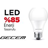 Gecem Led Ampul 9W 3000K E27 Led Ampul