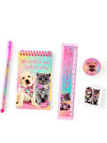 Dolphin Cem Studio Pets Kırtasiye seti kalemtraş,silgi,defter,cetvel,kalem,5 li set PT-7466