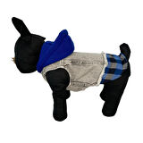 Küçük Irk Köpek için Lacivert Ekoseli Sweatshirt Jean Yelek (2 kg-12 kg arasına uygun bedenlerde)