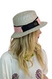 Kadın Şeritli Hasır Şapka 1081