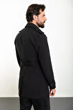 Mcr Düz Slim Fit Kemerli Kruvaze Erkek Trençkot 21300