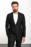 Mcr Düz Siyah Slim Fit Mono Yaka Ipli Erkek Takım Elbise 45287