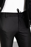 Mcr Düz Siyah Slim Fit Mono Yaka Ipli Erkek Takım Elbise 45287