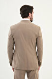 Mcr Düz Slim Fit Geniş Yaka Kruvaze Erkek Takım Elbise 45389