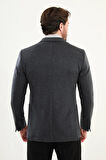 Mcr Düz Slim Fit Torba Cepli Mendil Detaylı Yün Erkek Ceket 44316