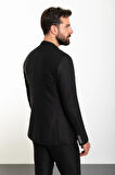 Mcr Düz Siyah Slim Fit Mono Yaka Ipli Erkek Takım Elbise 45287