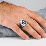 Üç Hilal Tasarımlı Lale Motifli 925 Ayar Gümüş Yüzük