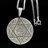 Mührü Sükeyman Tasarımlı Kalın Zincirli 925 Ayar Gümüş Kolye 60 CM