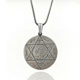 Mührü Sükeyman Tasarımlı Kalın Zincirli 925 Ayar Gümüş Kolye 60 CM