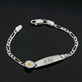 925 Ayar Gümüş İsim Yazılabilir Papatyalı Kız Çocuk Bileklik