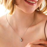 Gümüş Bombeli Kalp Kadın Kolye