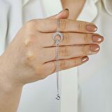 925 Ayar Gümüş Zirkon Taşlı Ay Yıldız Kadın  Bileklik