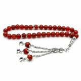 Ay Yıldız Model Küre Kesim Doğal Akik Taşı Tesbih