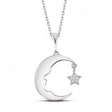 925 Ayar Gümüş Ay Yıldız Atatürk Silüeti Kolye