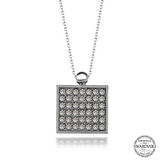 Swarovski Crystal Taşlı Kare Gümüş Kadın Kolye