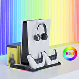 PS5 Slim Fanlı RGB Stand Şarj Dock Playstation 5 Slim TP5-3570