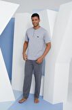 KLY 2207 BATTAL MİDİ YAKA PİJAMA TAKIM