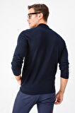 Desen Triko Erkek Basic Yarım Balıkçı İnce Triko Kazak 02421604 Koyu Lacivert