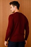 Desen Triko Erkek Basic Sıfır Yaka İnce Triko Kazak 02421603 Bordo