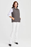 Desen Triko Kadın Kapitone Yelek 02421437 Gri