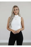 Kadın 4'lü Sıfır Kol Kolsuz Body VİSKON Boğazlı Body 4 Adet Balıkçı Beyaz
