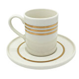 Üçlü Gold Çizgili 6 Kişilik Porselen Kahve Fincan Takımı 
