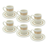 Üçlü Gold Çizgili 6 Kişilik Porselen Kahve Fincan Takımı 