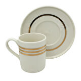 Üçlü Gold Çizgili 6 Kişilik Porselen Kahve Fincan Takımı 