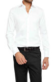 Gk 214 Slim Fit Klasik Yaka Pamuk Saten Uzun Kol Beyaz Gömlek 
