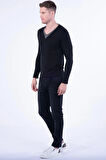 TR 791 Slim Fit Siyah V Yaka Triko