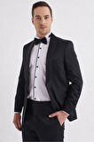 Black 056 Slim Fit Çıkarılabilir Saten Yaka Siyah Damatlık Smokin Takım