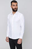Gk 604 Slim Fit Pamuk Saten Klasik Beyaz Gömlek 