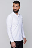 Gk 604 Slim Fit Pamuk Saten Klasik Beyaz Gömlek 
