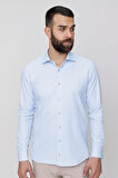 Gk 604 Slim Fit Pamuk Saten Klasik Açık Mavi Gömlek 
