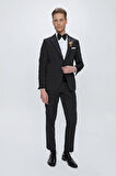 Black 061 Slim Fit Çıkma Saten Yaka Siyah Damatlık Smokin Takım