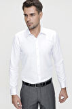 Gk 624 Slim Fit Pamuk Saten Klasik Beyaz Gömlek 