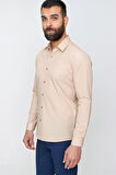 GK 636 Bej Klasik Gömlek