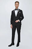 Black 062 Slim Fit Çıkma Saten Yaka Siyah Damatlık Smokin Takım