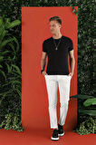 Ts 823 Slim Fit Bisiklet Yaka Düz Pamuklu Siyah Tişört