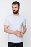 Ts 823 Slim Fit Bisiklet Yaka Düz Pamuklu Gri Tişört