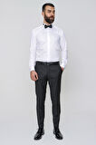 P 1091 Slim Fit Pilesiz Yan Cepli Esnek Yün Siyah Kumaş Pantolon