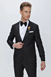 Black 066 Slim Fit Çıkarılabilir Saten Yaka Siyah Damatlık Smokin Takım