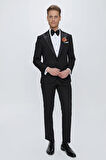 Black 065 Slim Fit Çıkarılabilir Saten Yaka Siyah Damatlık Smokin Takım