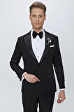 Black 067 Slim Fit Çıkma Saten Yaka Siyah Damatlık Smokin Takım