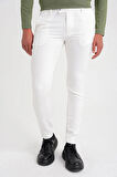 P 1088 Slim Fit Yan Cep Esnek Pamuklu Casual Beyaz Pantolon