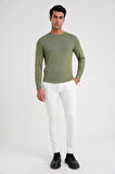 P 1088 Slim Fit Yan Cep Esnek Pamuklu Casual Beyaz Pantolon