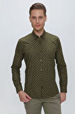 G 1518 Slim Fit Haki Spor Gömlek