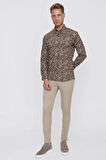 G 1521 Slim Fit Tütün Spor Gömlek