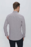 GK 672 Slim Fit Bordo Klasik Gömlek